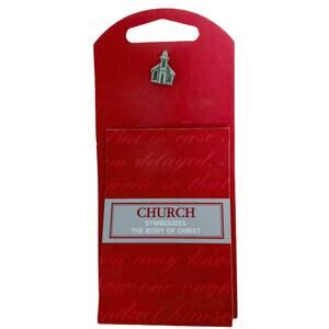 Vintage Christian Church Lapel Pin Pewter Tone Scripture Bookmark VTG